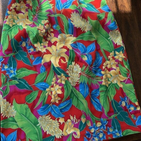 Clere Bright Tropical Flowers Print Skirt - Picture 2 of 8